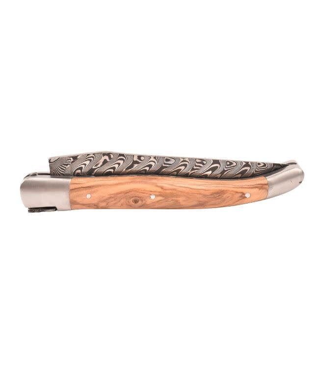 Laguiole en Aubrac 12cm olijfhout - double platines - damast