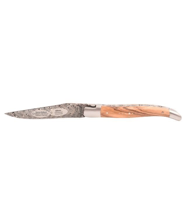 Laguiole en Aubrac 12cm olijfhout - double platines - damast