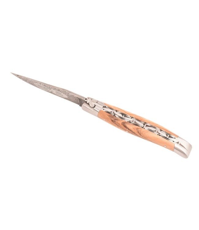 Laguiole en Aubrac 12cm olijfhout - double platines - damast