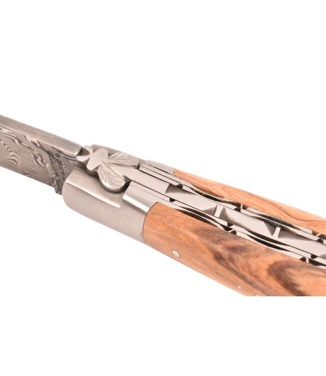 Laguiole en Aubrac 12cm olijfhout - double platines - damast