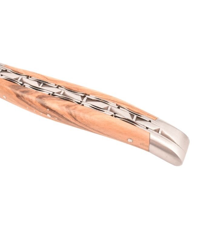 Laguiole en Aubrac 12cm olijfhout - double platines - damast
