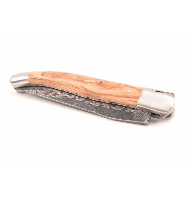 Laguiole en Aubrac 12cm olijfhout - double platines - damast