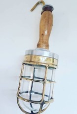 Industriele oude looplamp hout/messing