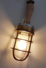 Industriele oude looplamp hout/messing