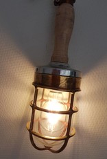 Industriele oude looplamp hout/messing