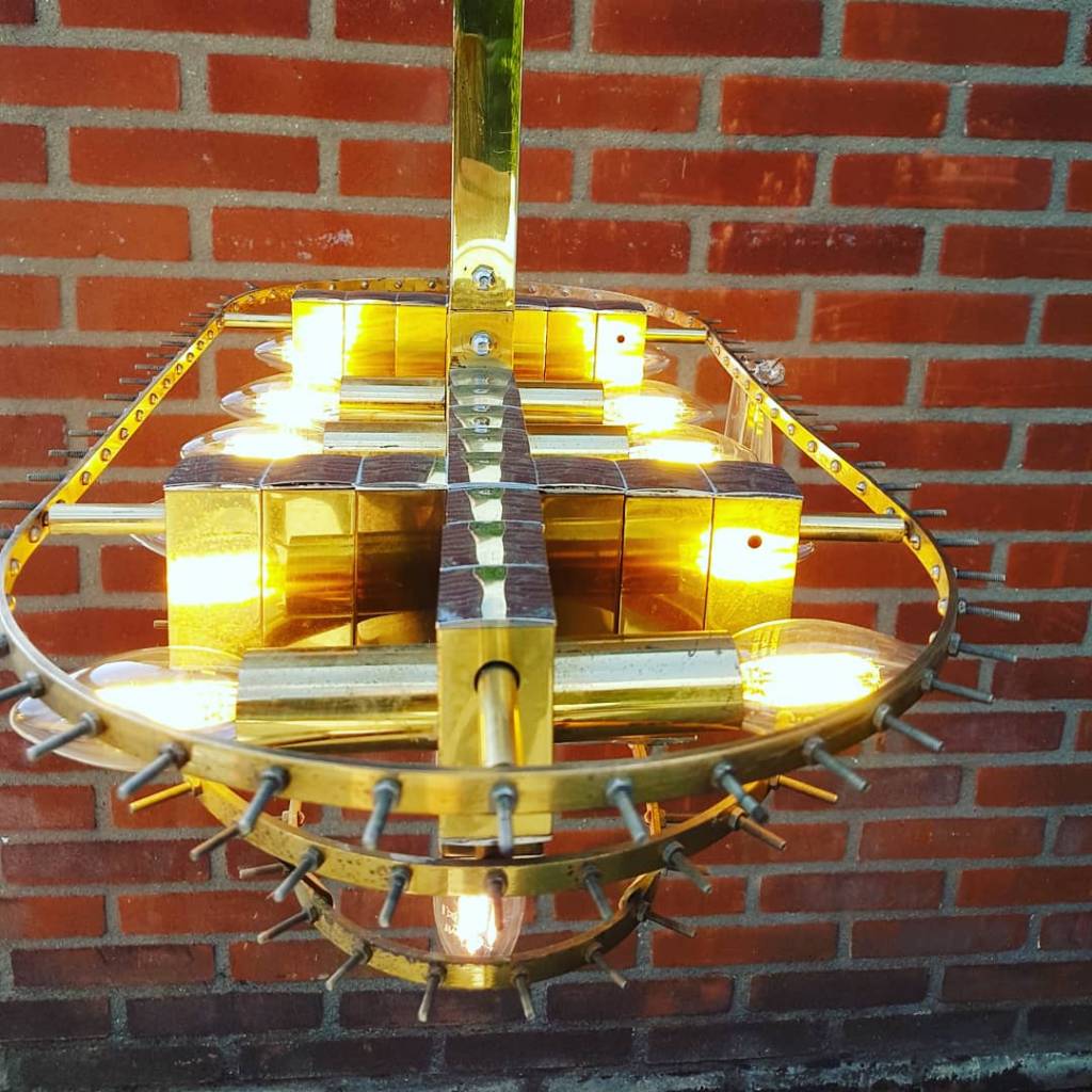 Zeldzame vintage '70 hanglamp 120x60x20cm