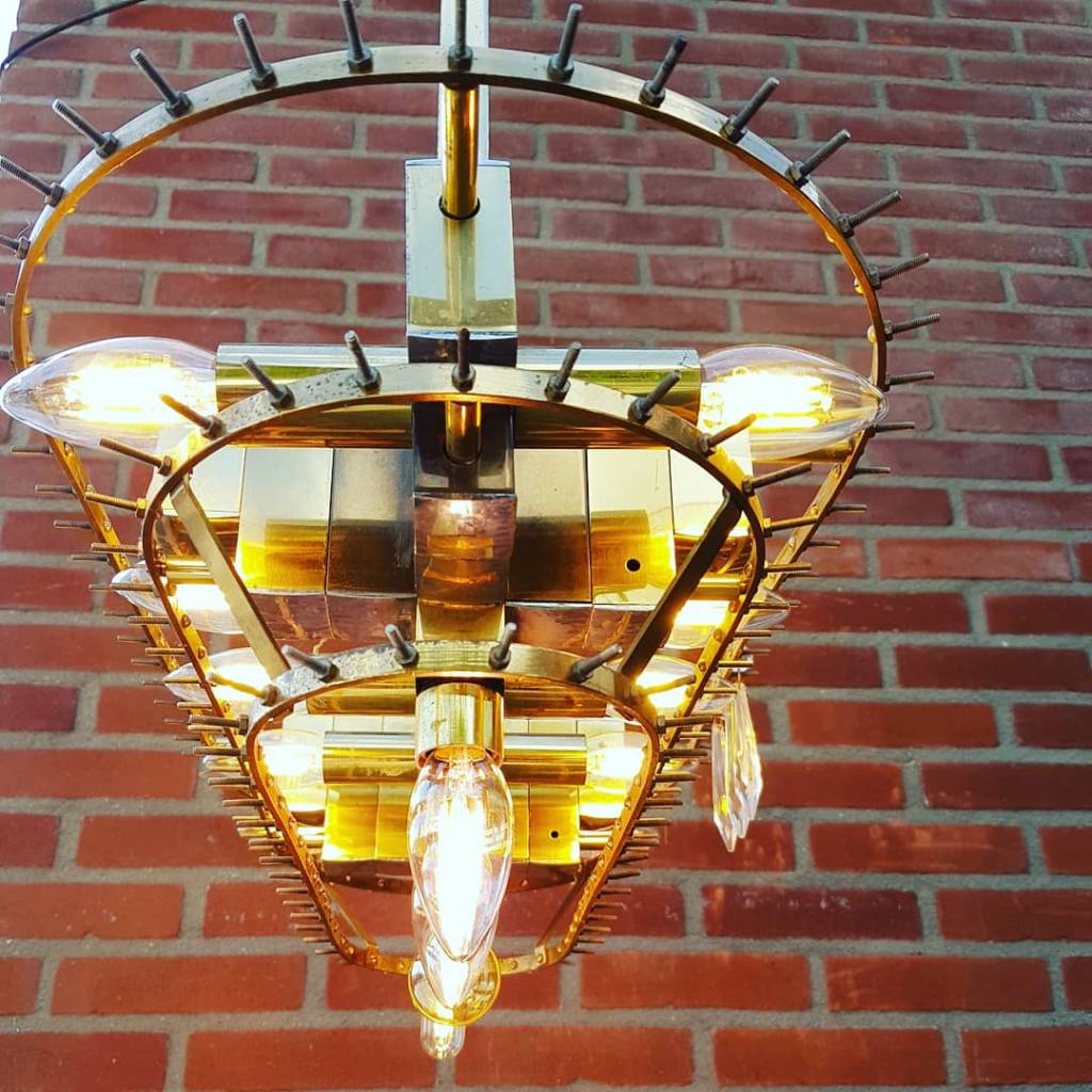 Zeldzame vintage '70 hanglamp 120x60x20cm