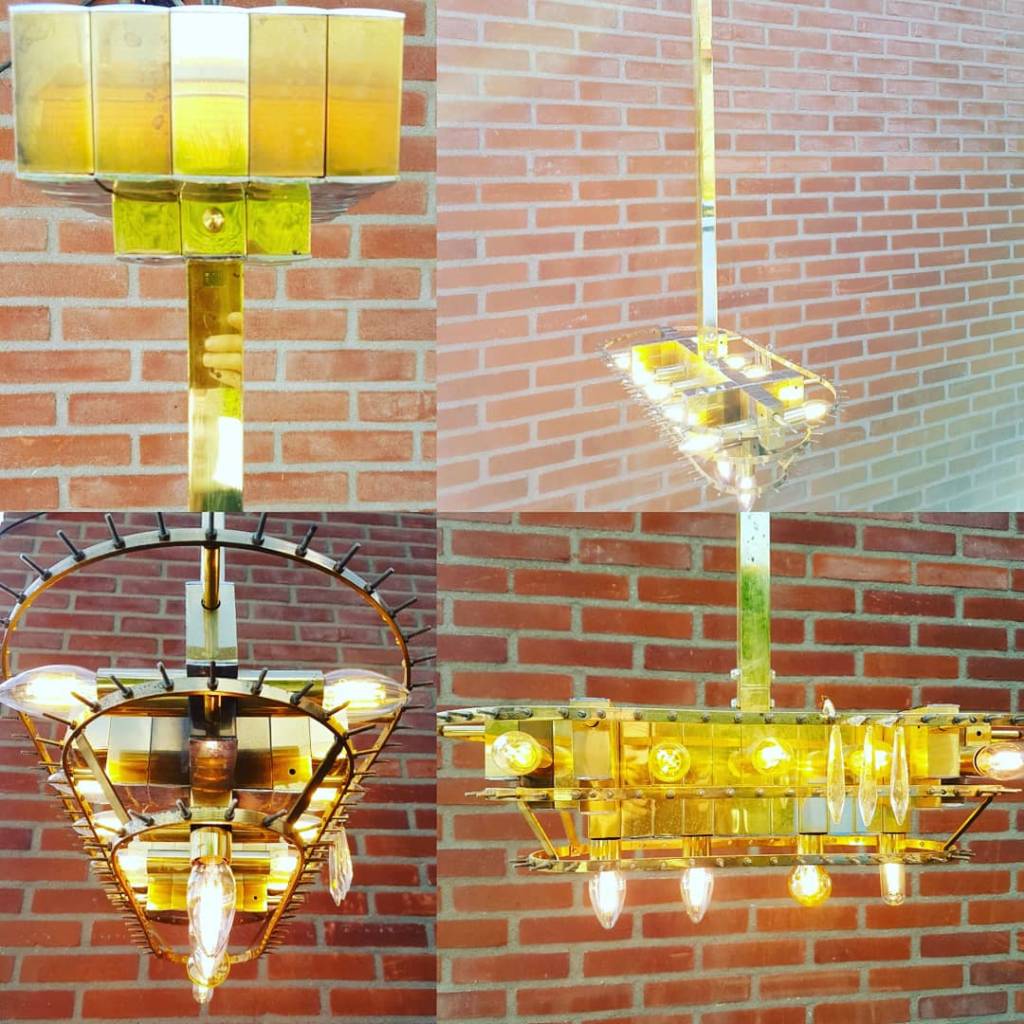 Zeldzame vintage '70 hanglamp 120x60x20cm