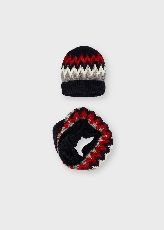 Jacquard hat and scarf set