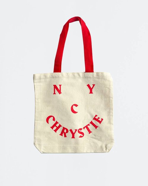 Chrystie Chrystie Smile Logo Tote Bag Red