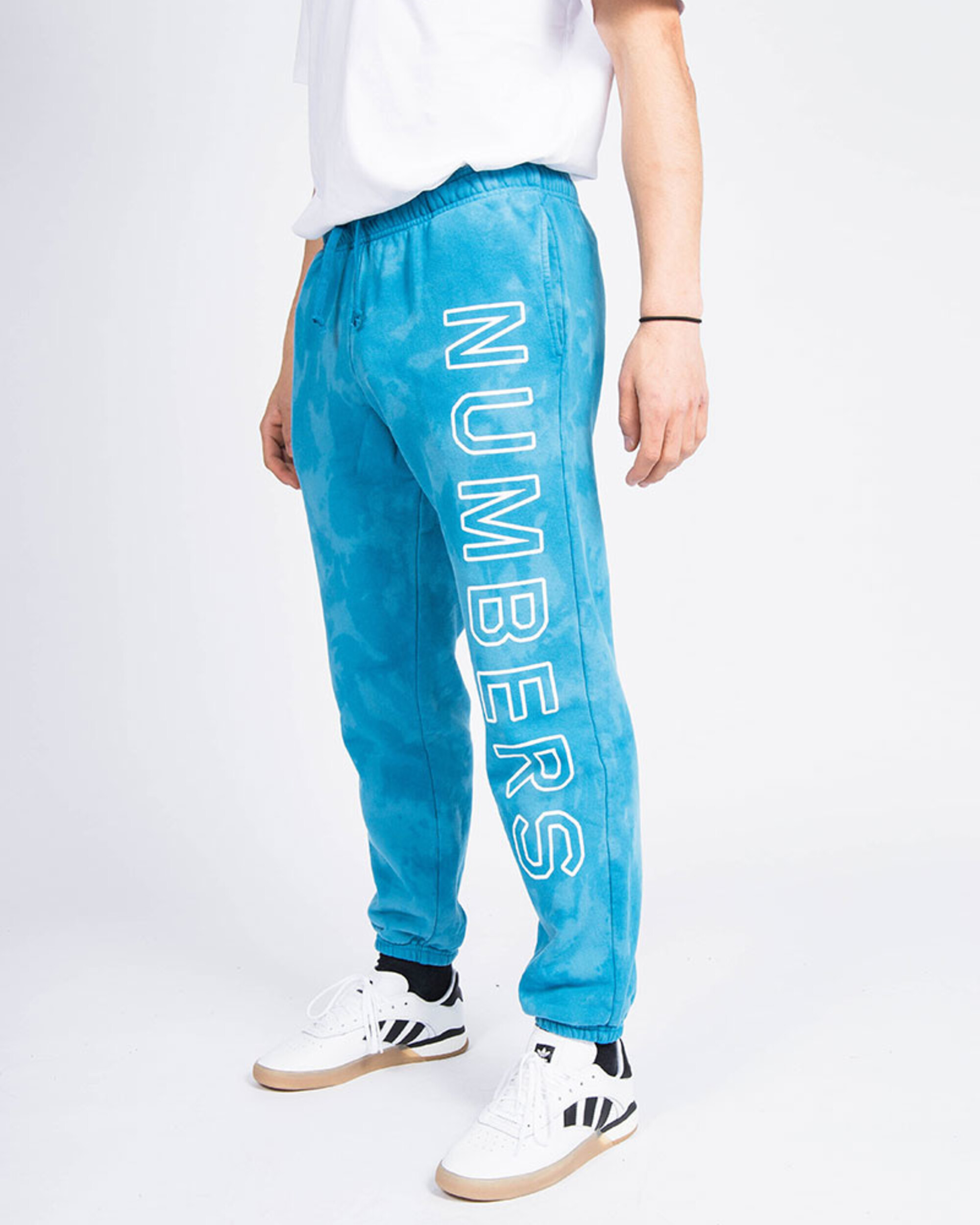 Numbers Outline Wordmark Fleece Bottoms Indigo Tie Dye