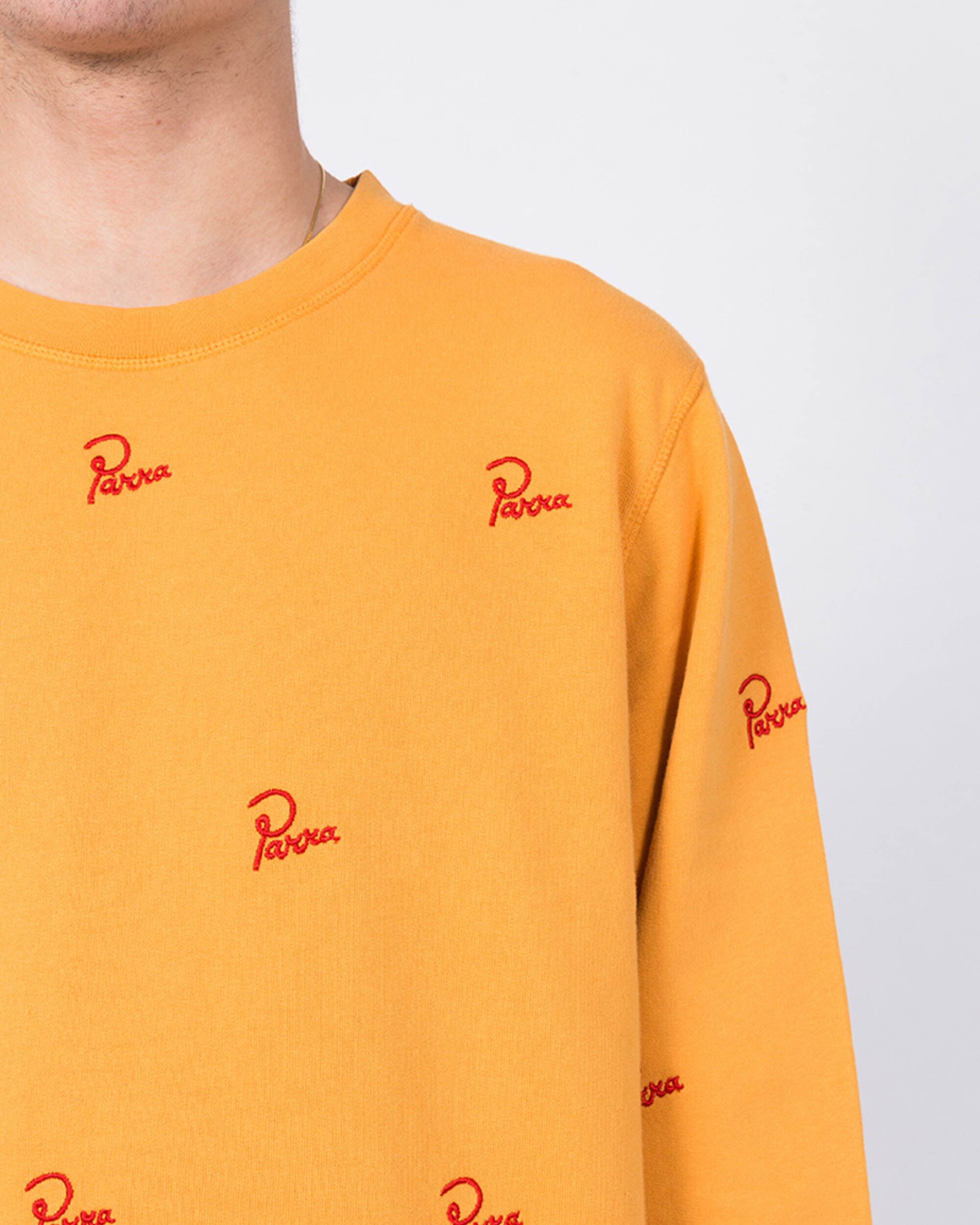 Parra Signature Allover Crewneck Overdyed Gold Yellow