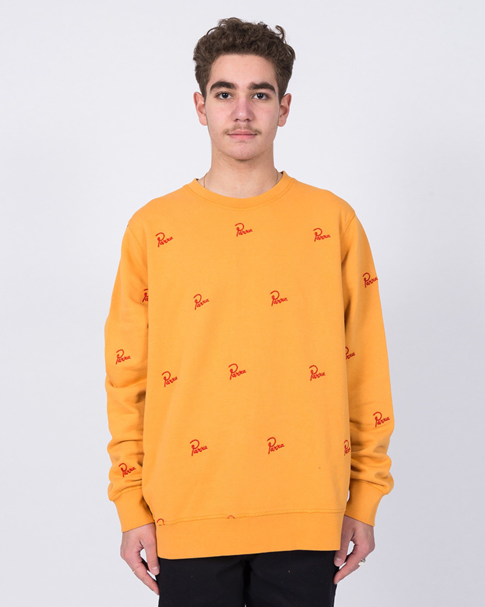 Parra Signature Allover Crewneck Overdyed Gold Yellow
