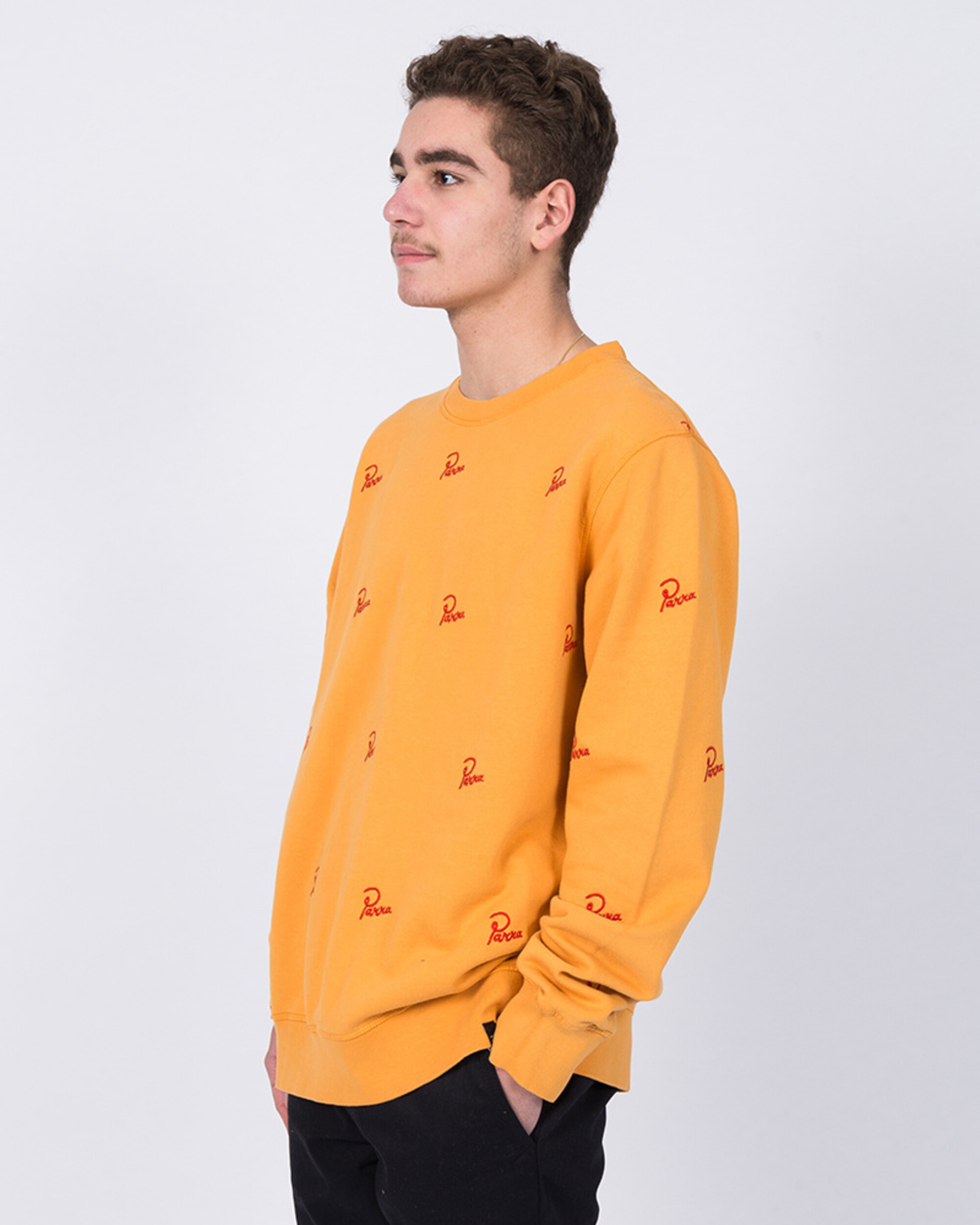 Parra Signature Allover Crewneck Overdyed Gold Yellow
