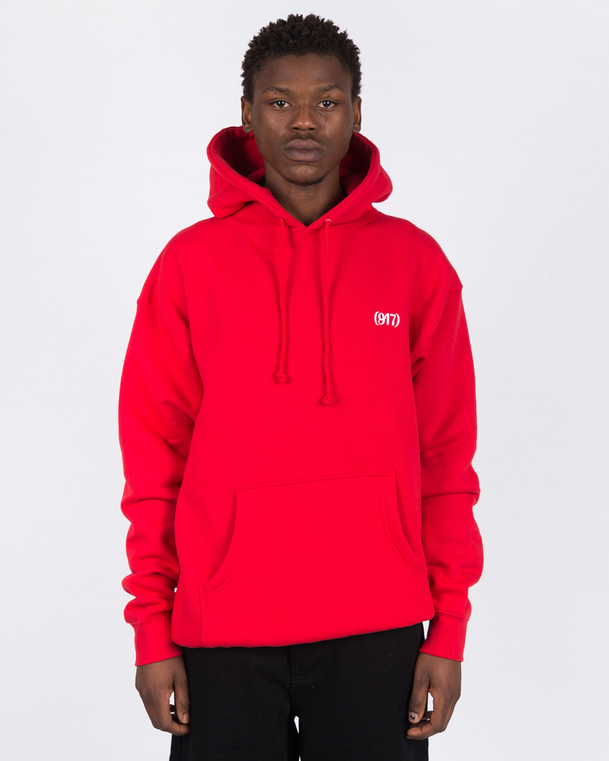 Call me 917 Area Code Pullover Hood Red