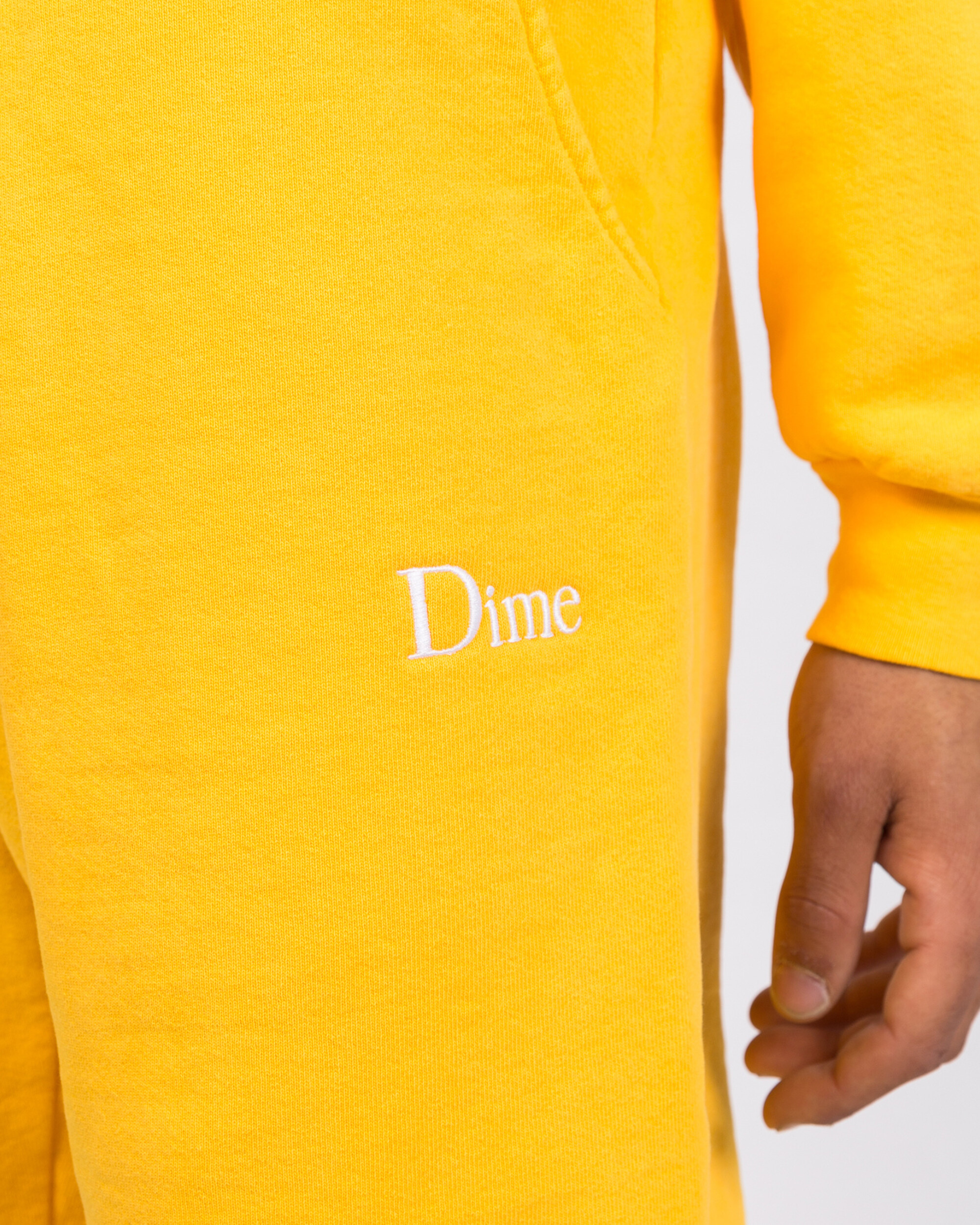 Dime Classic Embroidered Sweatpants Yellow