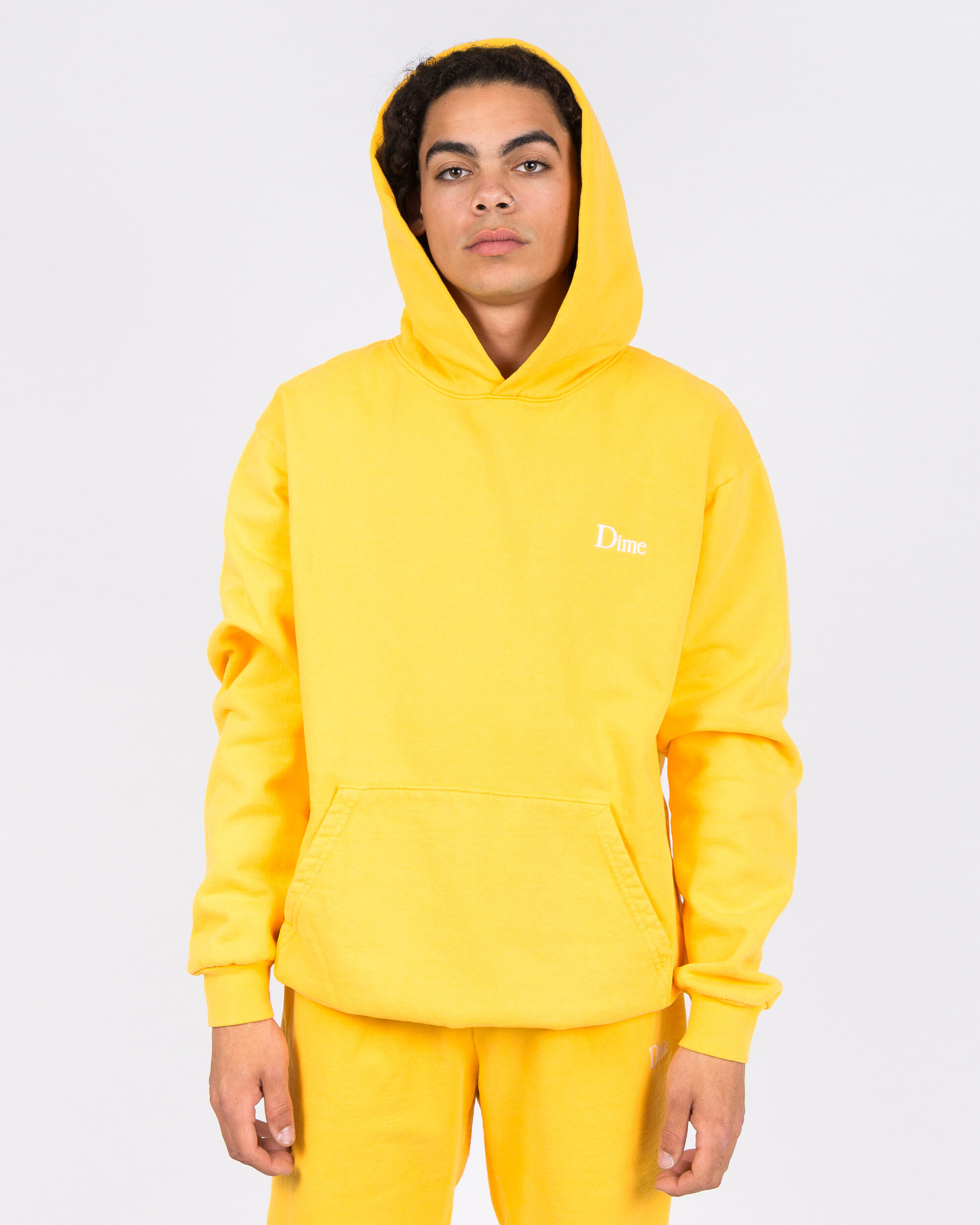 Dime Classic Embroidered Hoodie Yellow