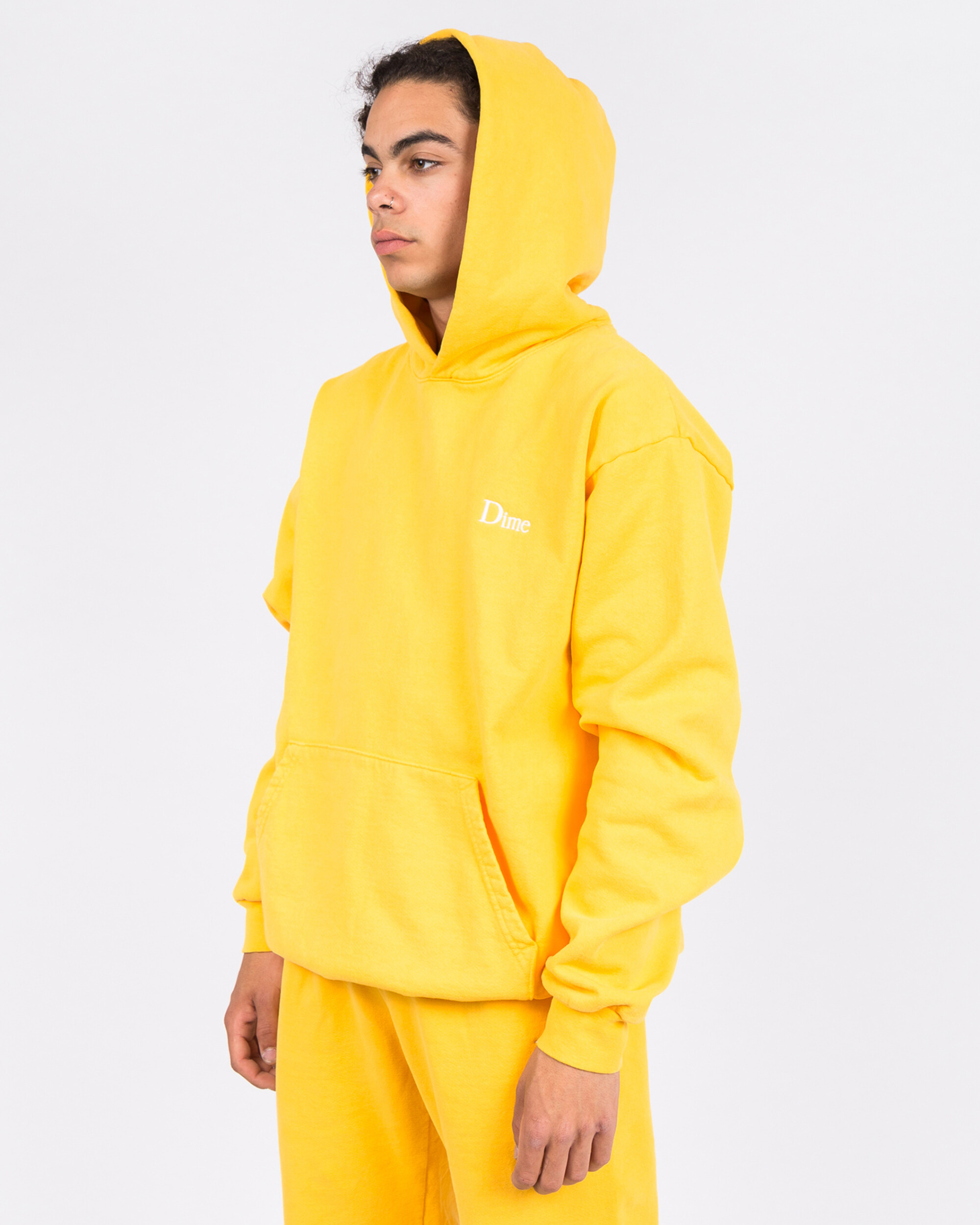 Dime Classic Embroidered Hoodie Yellow