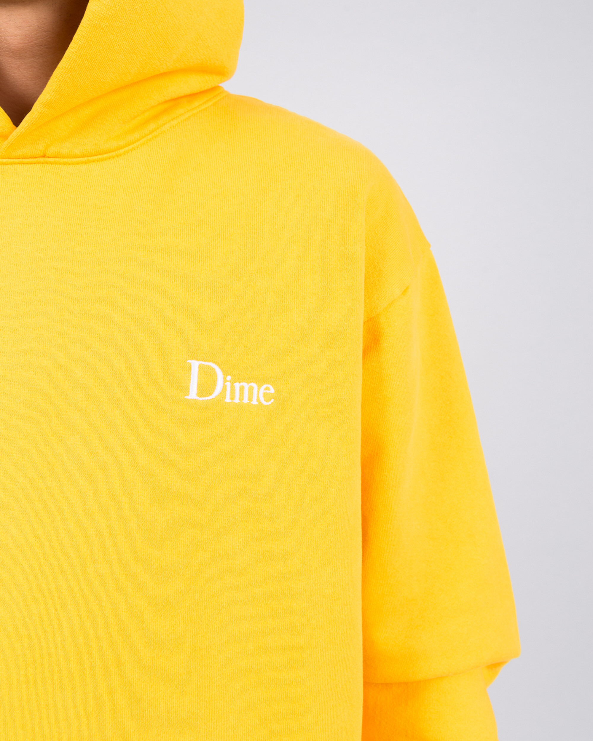 Dime Classic Embroidered Hoodie Yellow