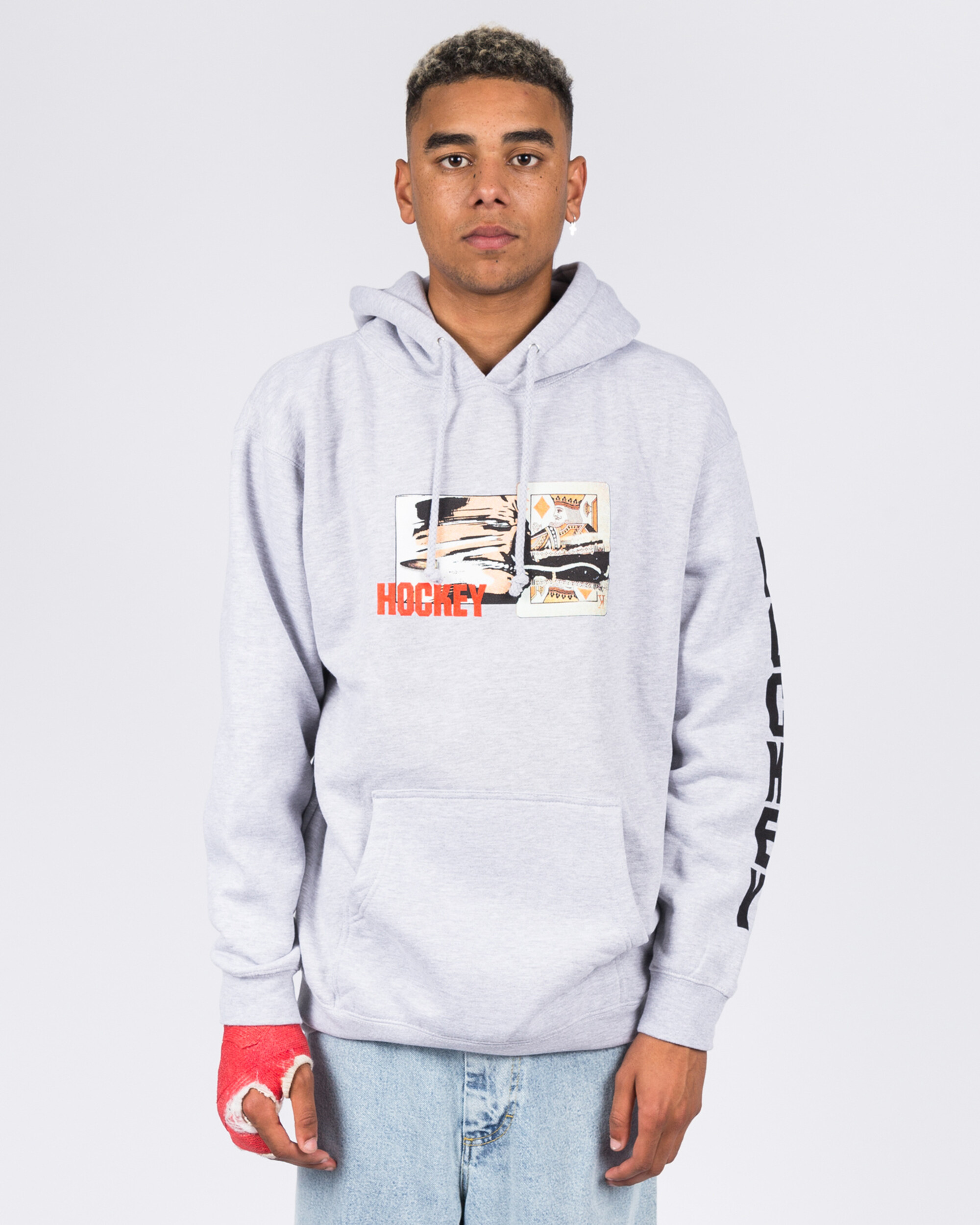 Hockey King Cut Hoodie Grey