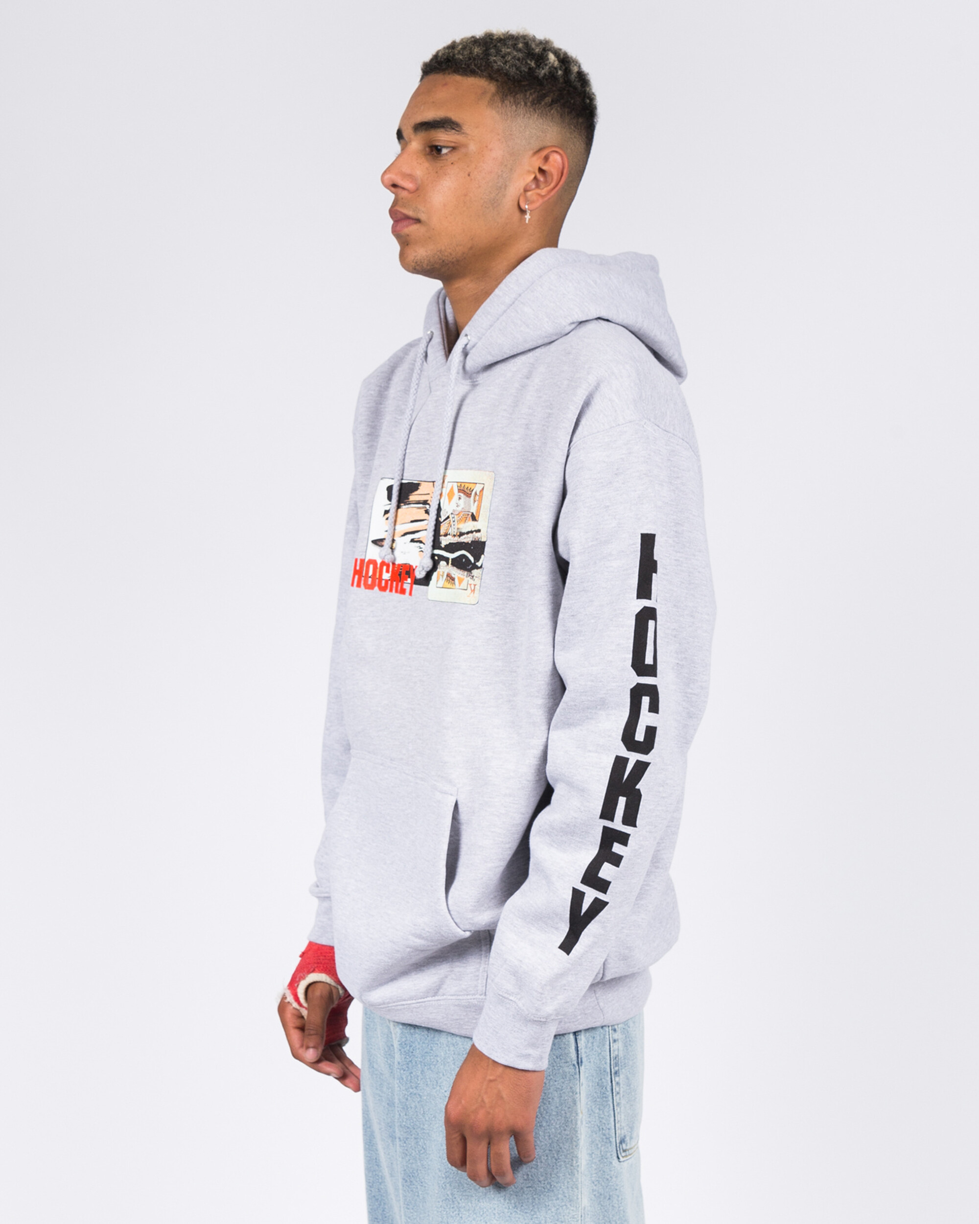 Hockey King Cut Hoodie Grey