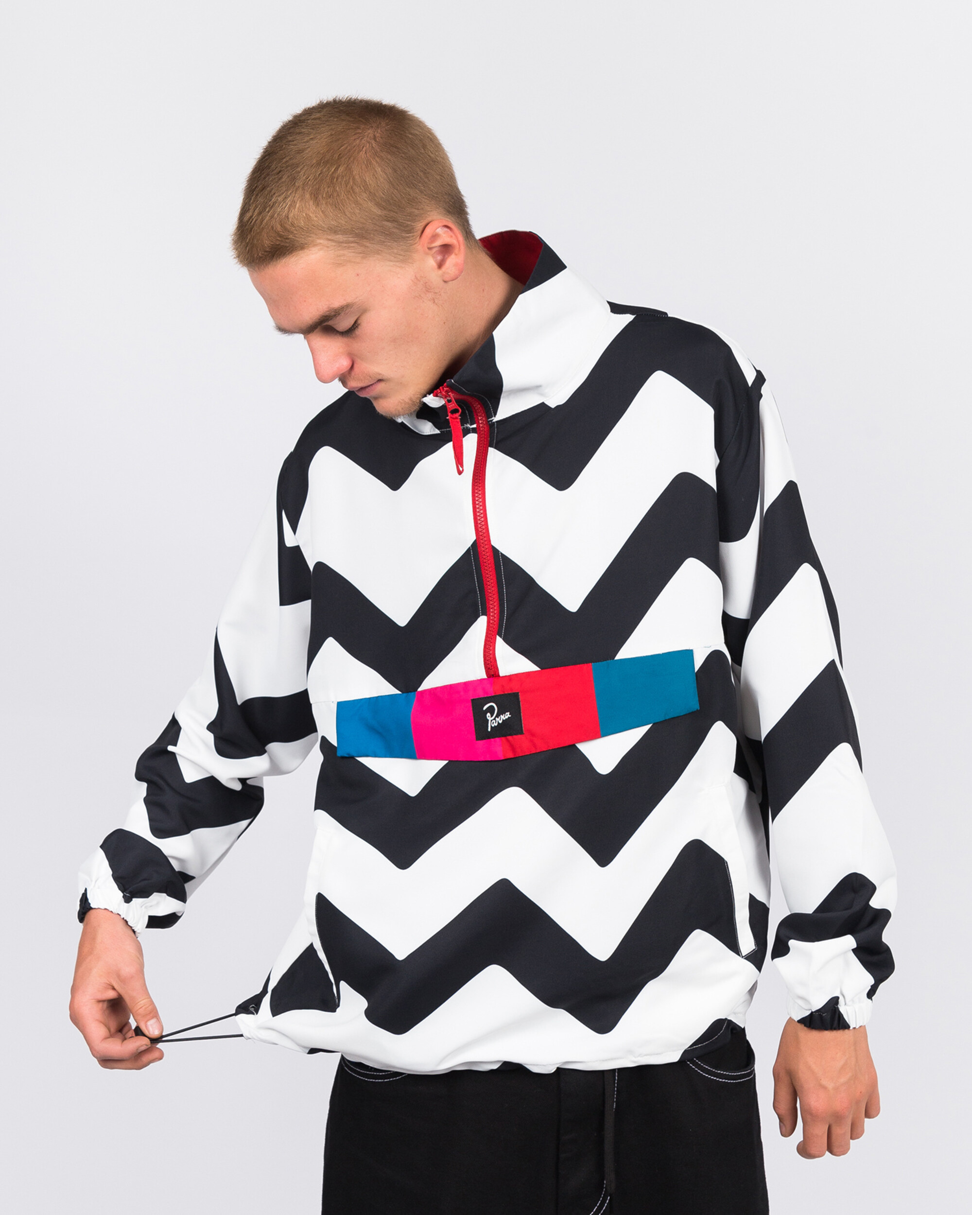 Parra vase mountain stripes windbreaker black/white