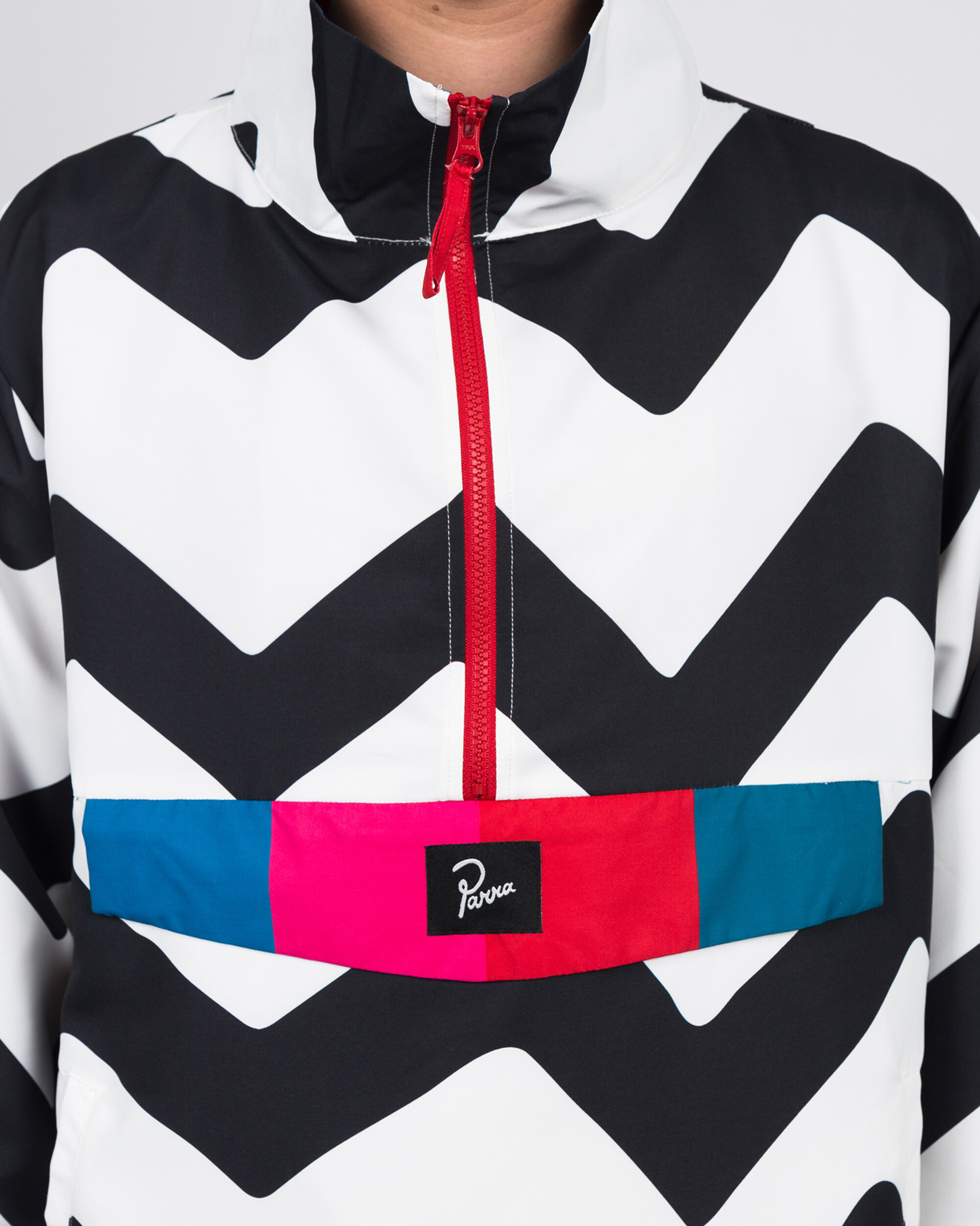 Parra vase mountain stripes windbreaker black/white