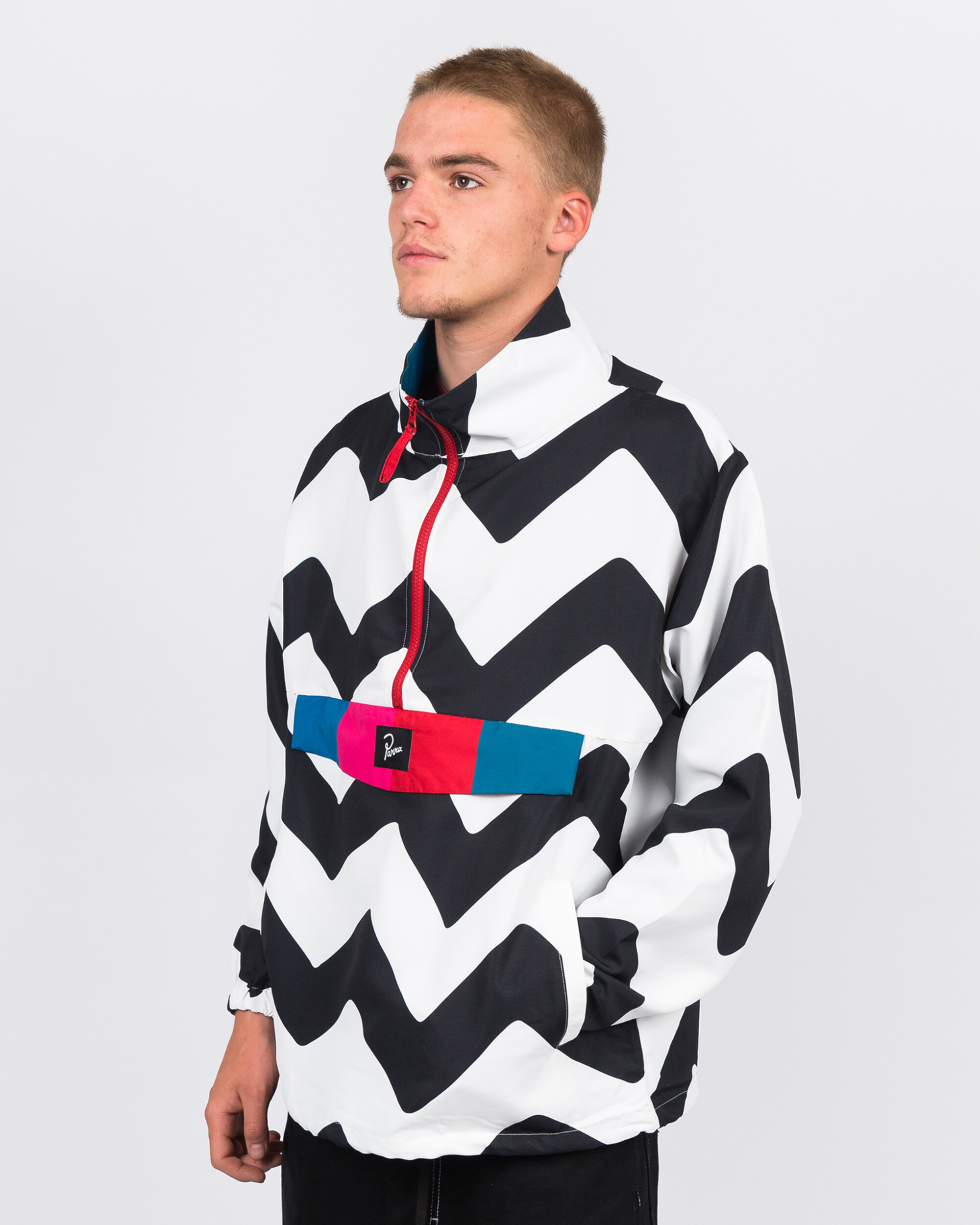 Parra vase mountain stripes windbreaker black/white
