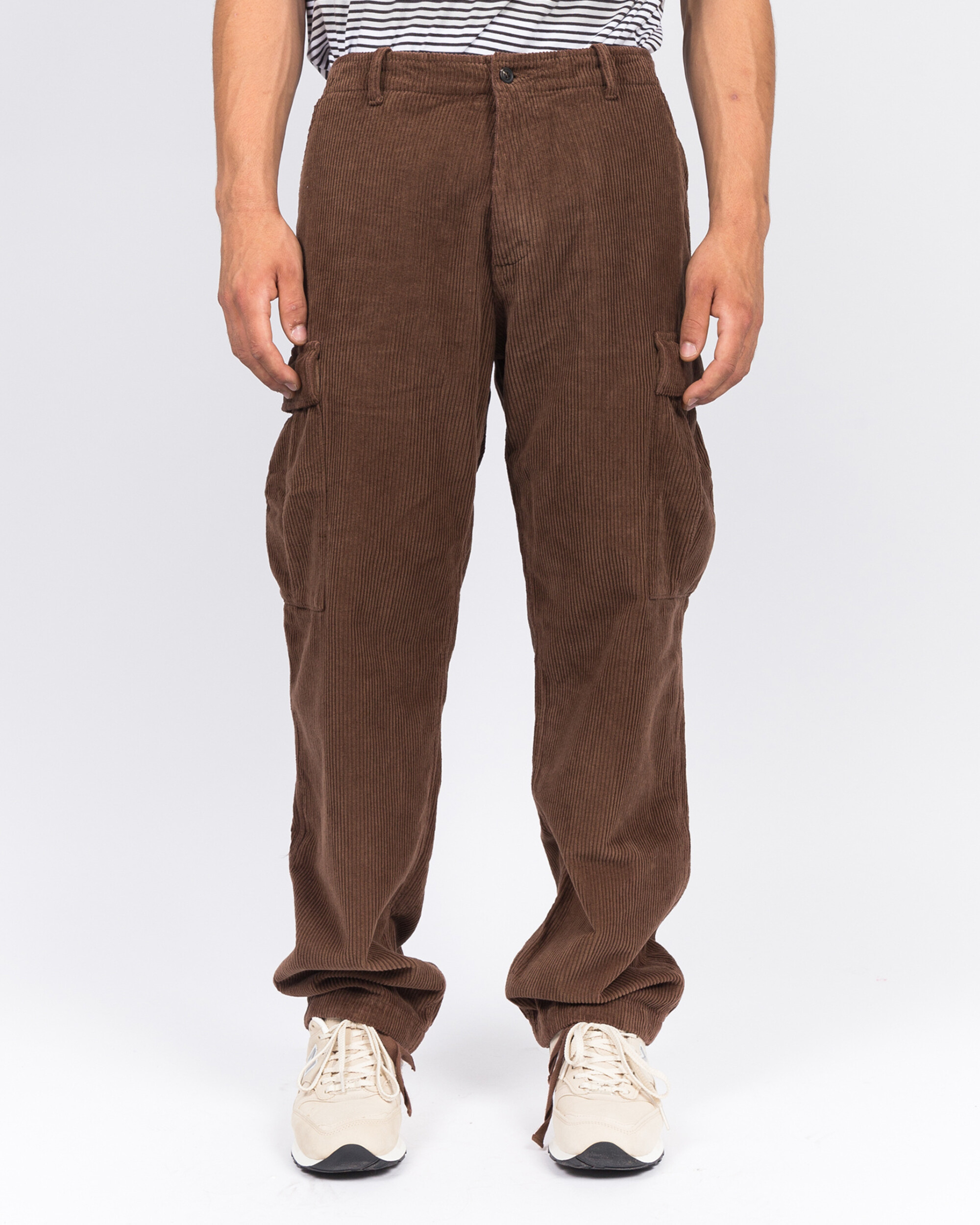 Pop Trading Co cord cargo pants brown