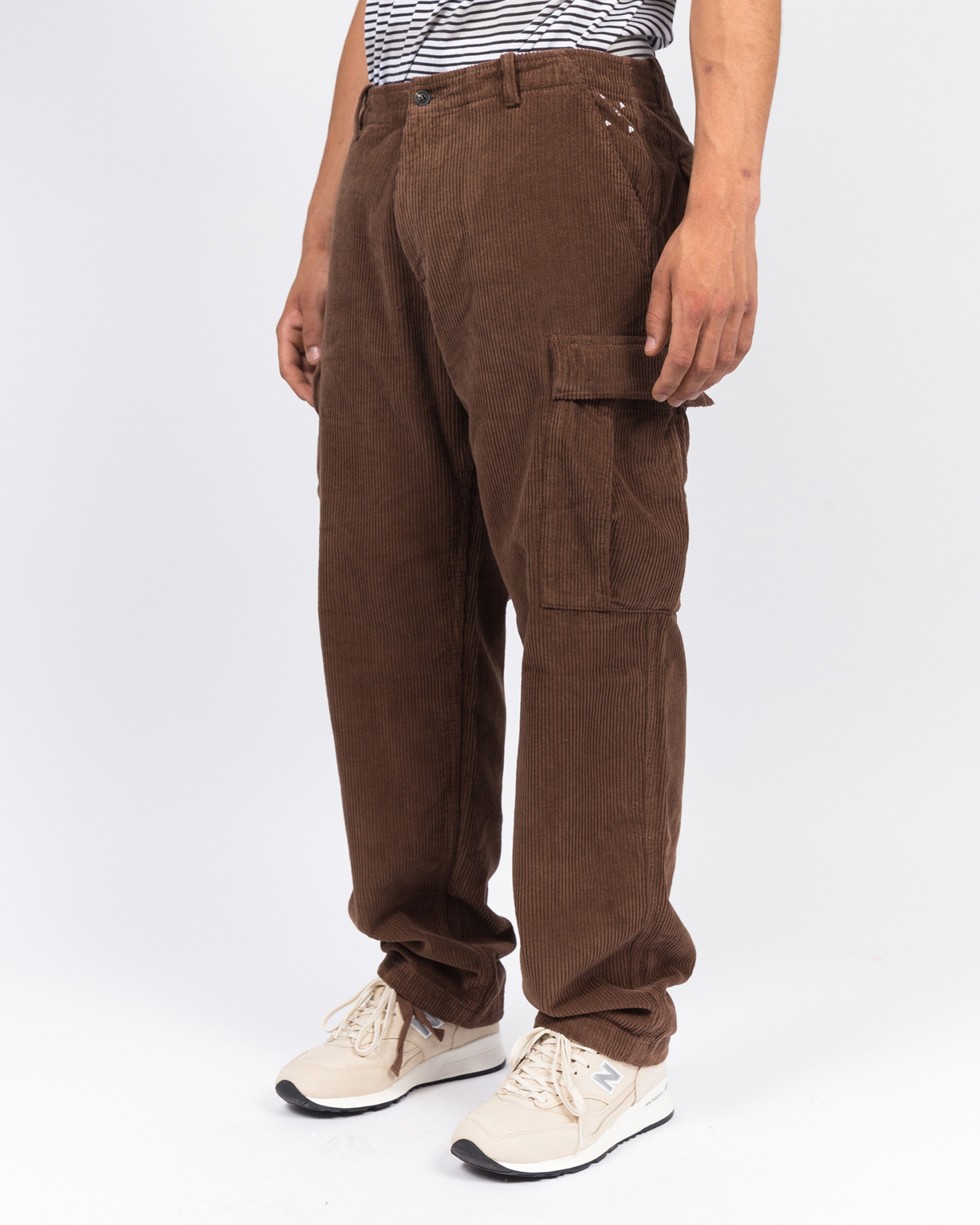 Pop Trading Co cord cargo pants brown