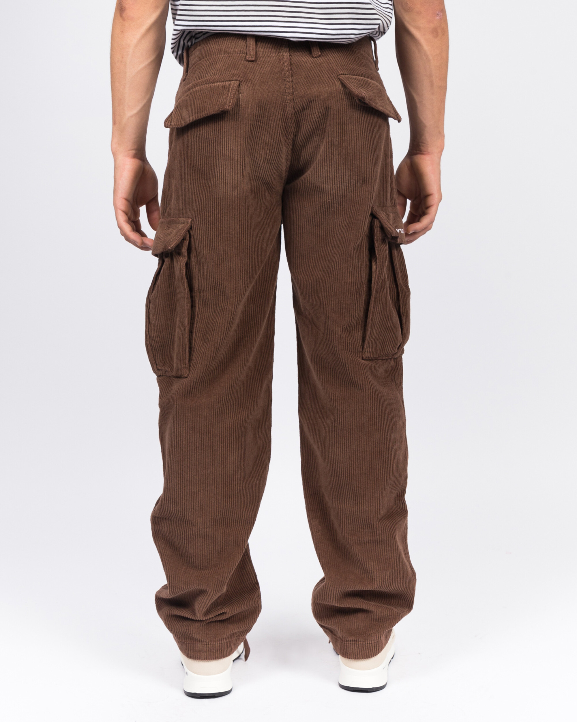 Pop Trading Co cord cargo pants brown