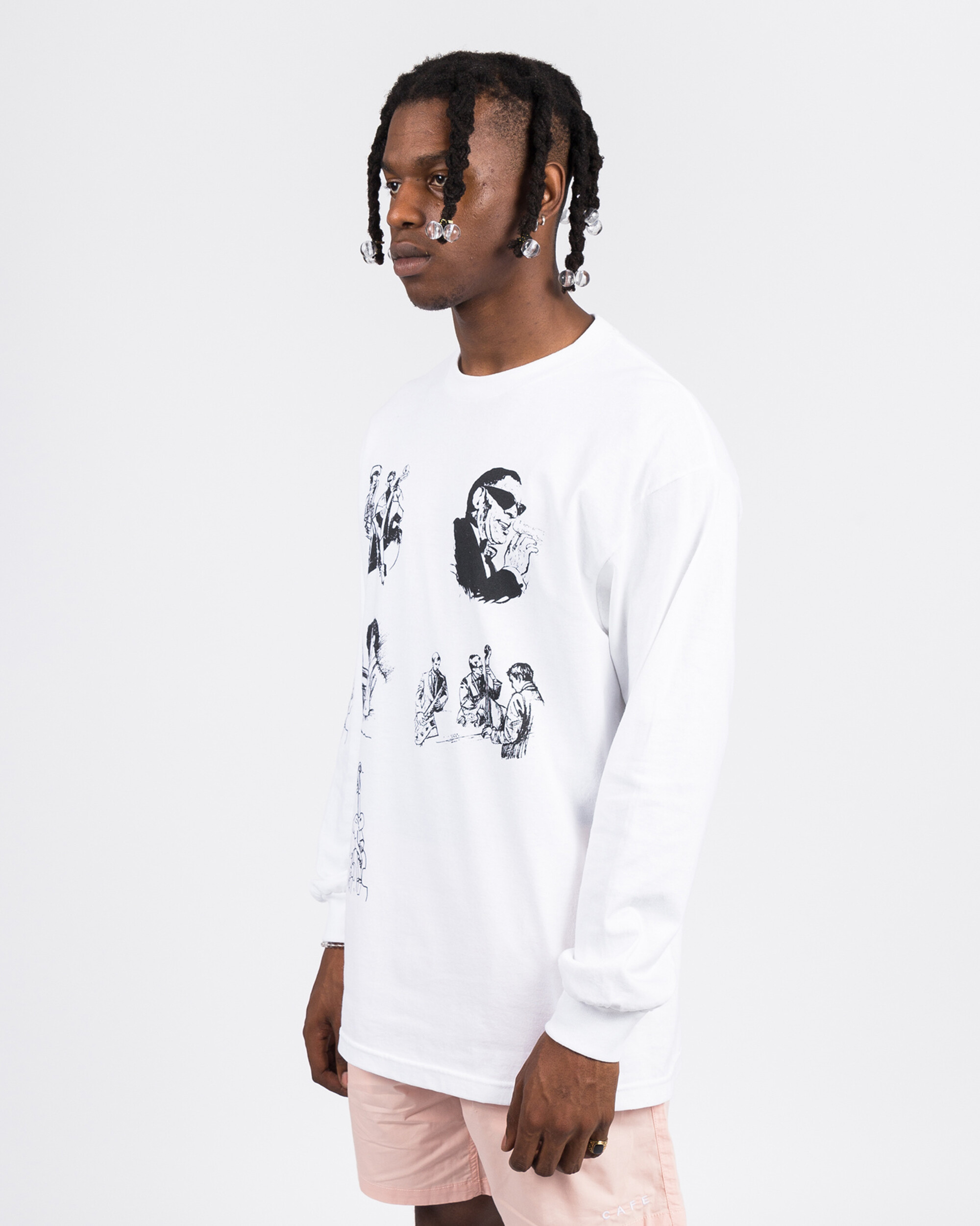 Skateboard Café Jazz Sketch Longsleeve White