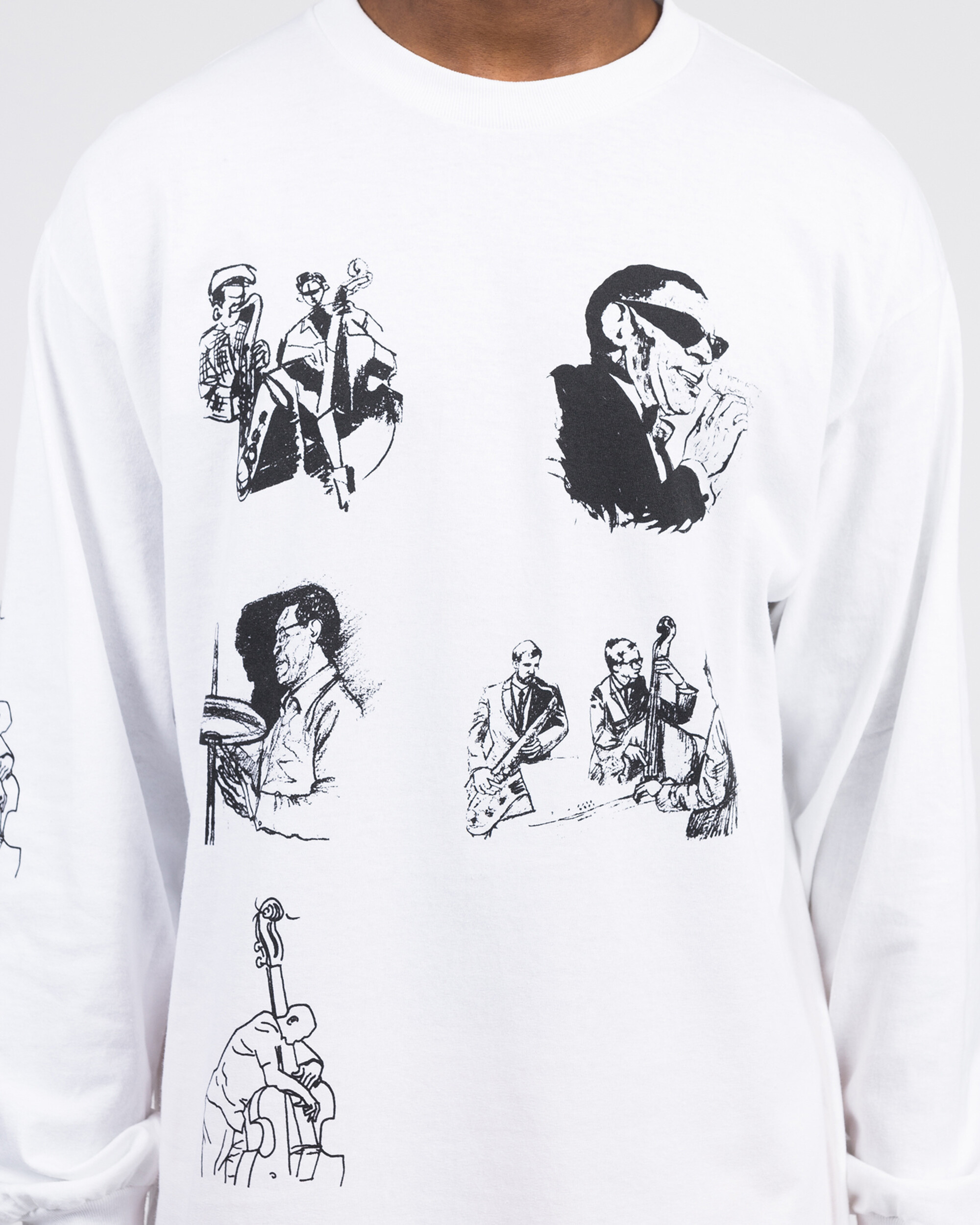 Skateboard Café Jazz Sketch Longsleeve White