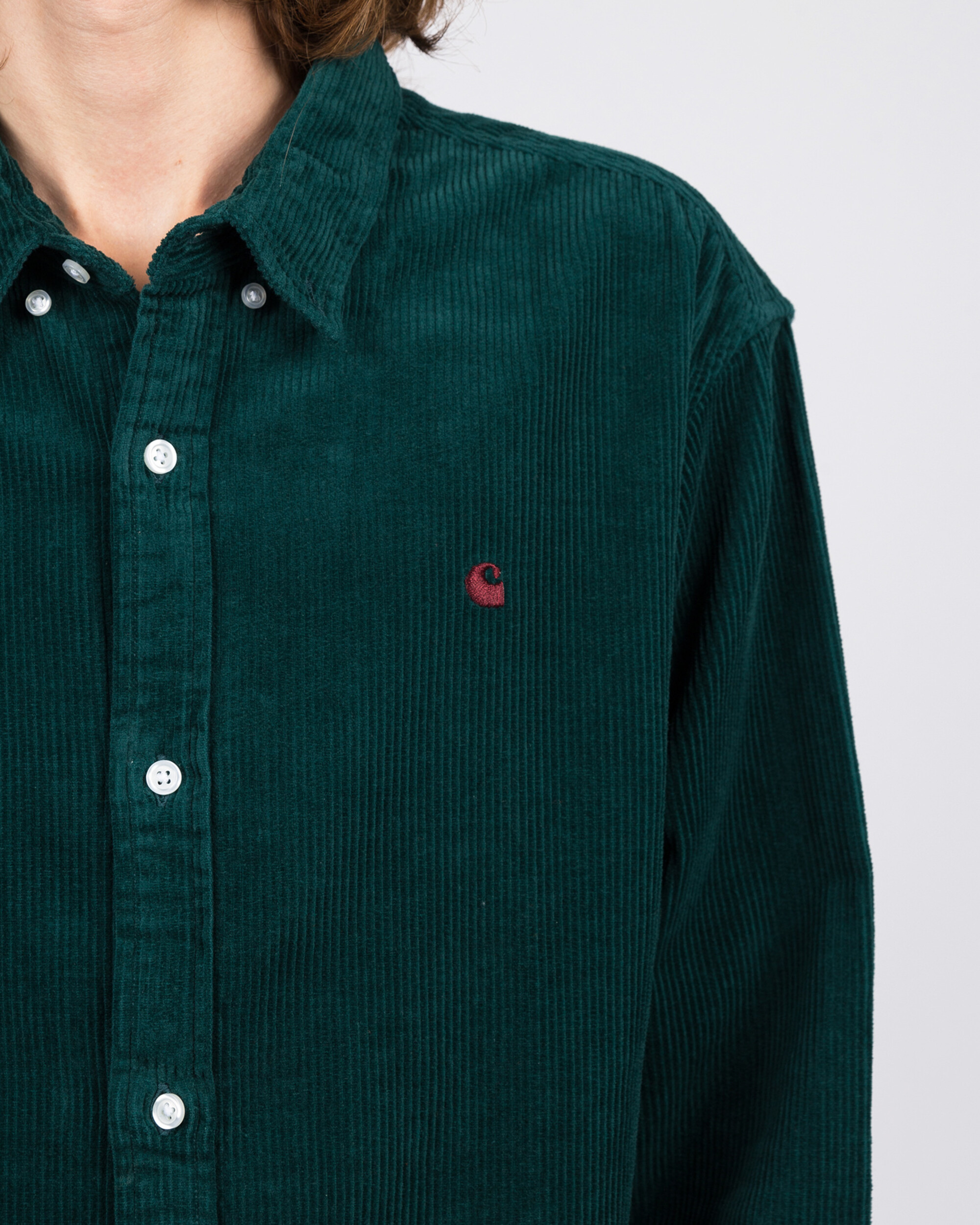 Carhartt Madison Cord Shirt Dark Fir/Merlot