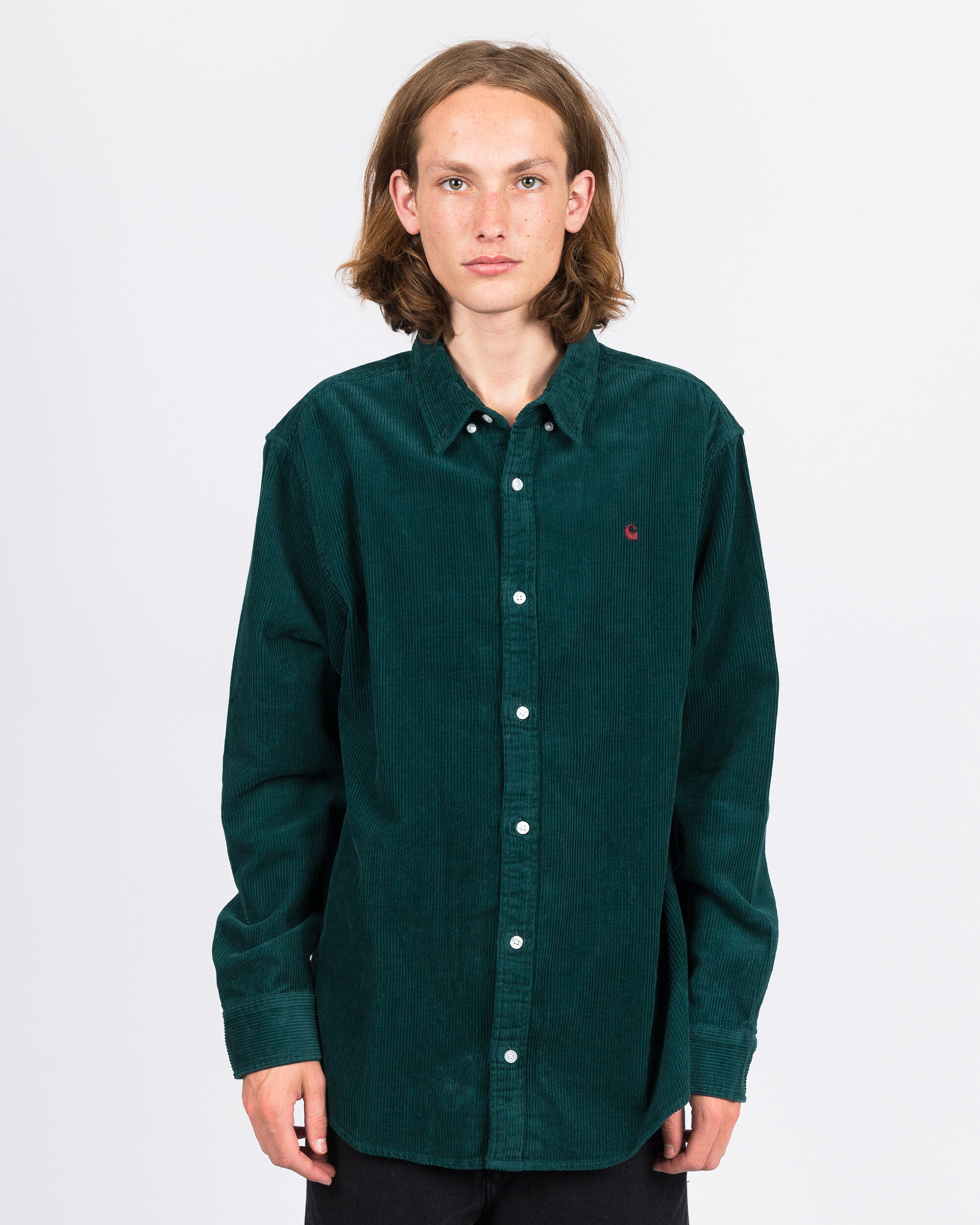 Carhartt Madison Cord Shirt Dark Fir/Merlot