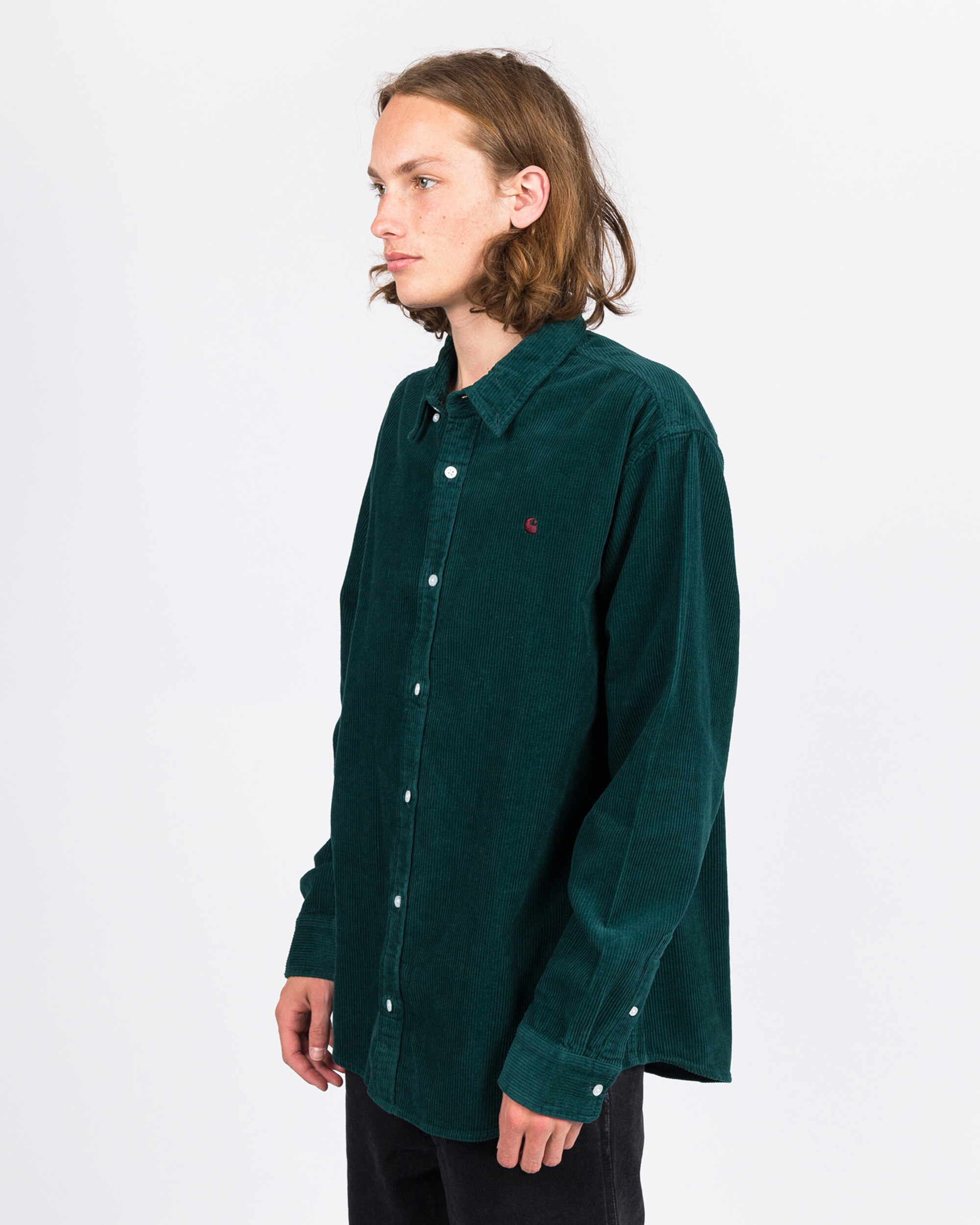Carhartt Madison Cord Shirt Dark Fir/Merlot
