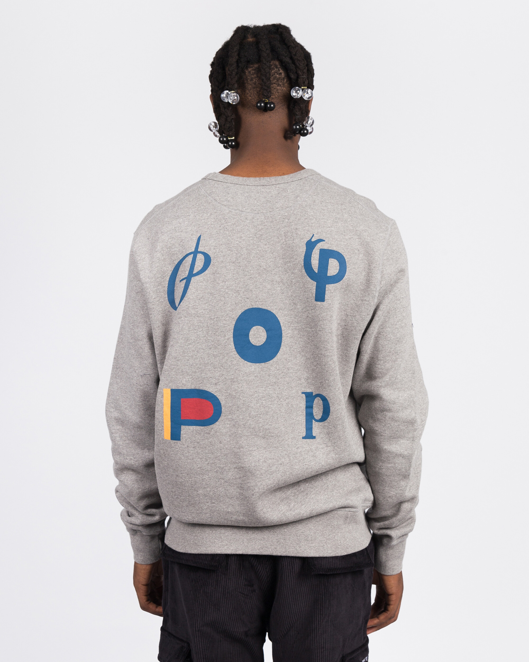 Pop Trading Co X parra logo crewneck heather grey