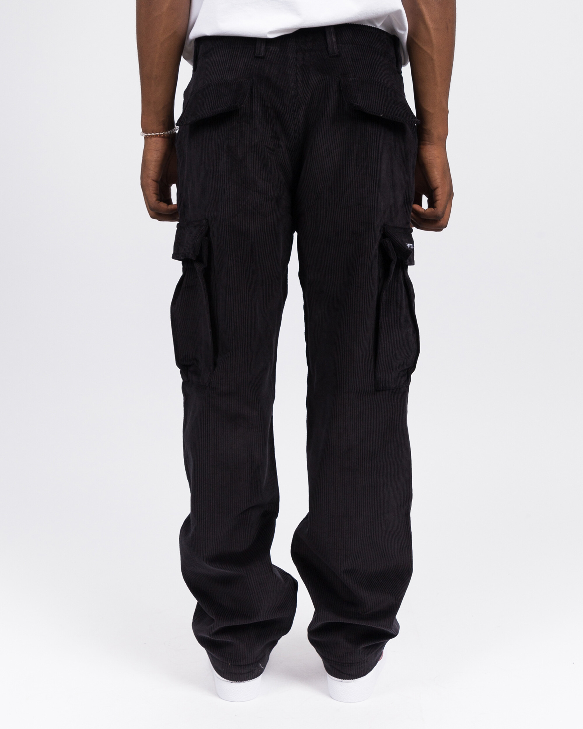 Pop Trading Co cord cargo pants black