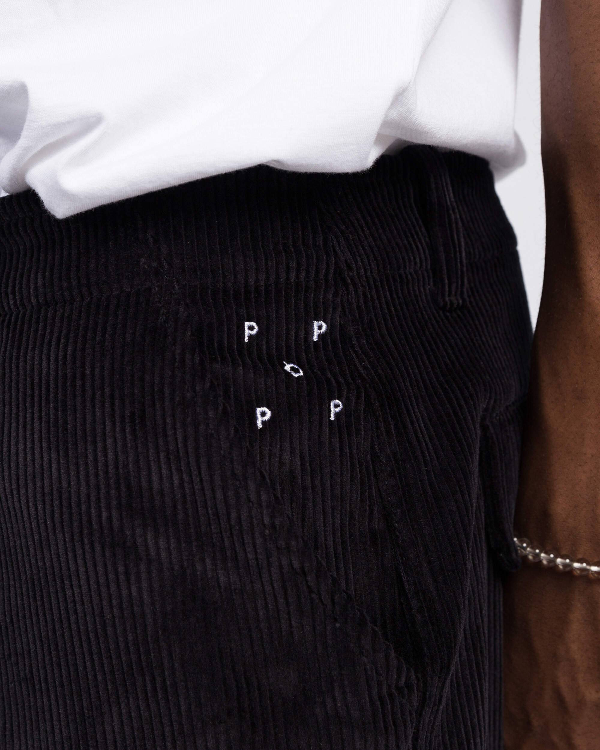 Pop Trading Co cord cargo pants black