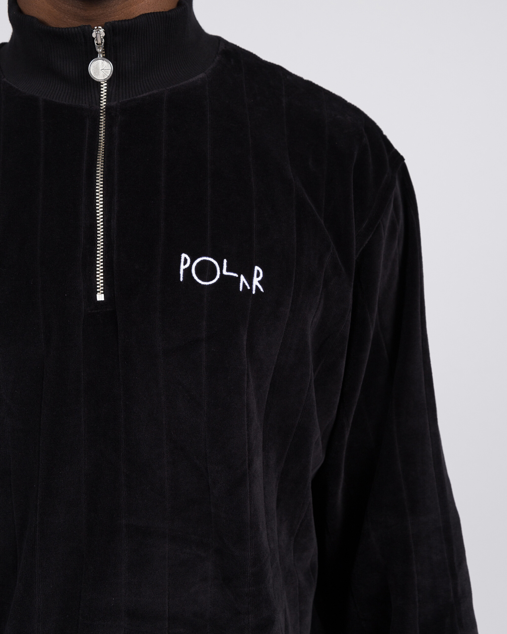 Polar Velour Zip Neck Sweatshirt Black