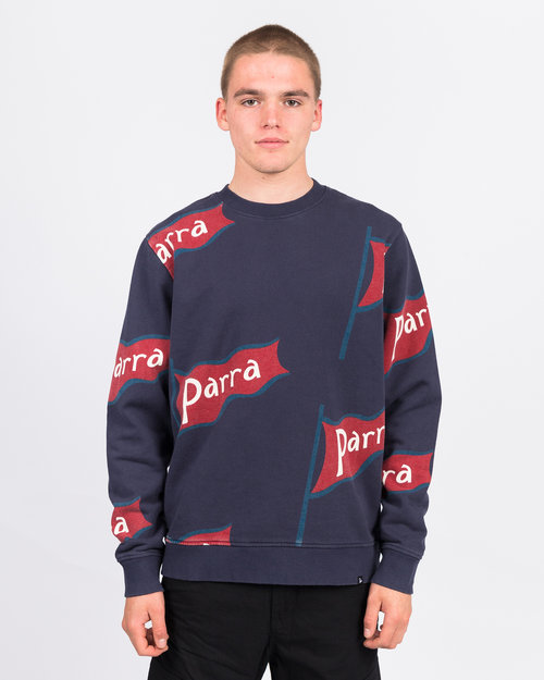 Parra Parra flapping flag crewneck sweater navy blue