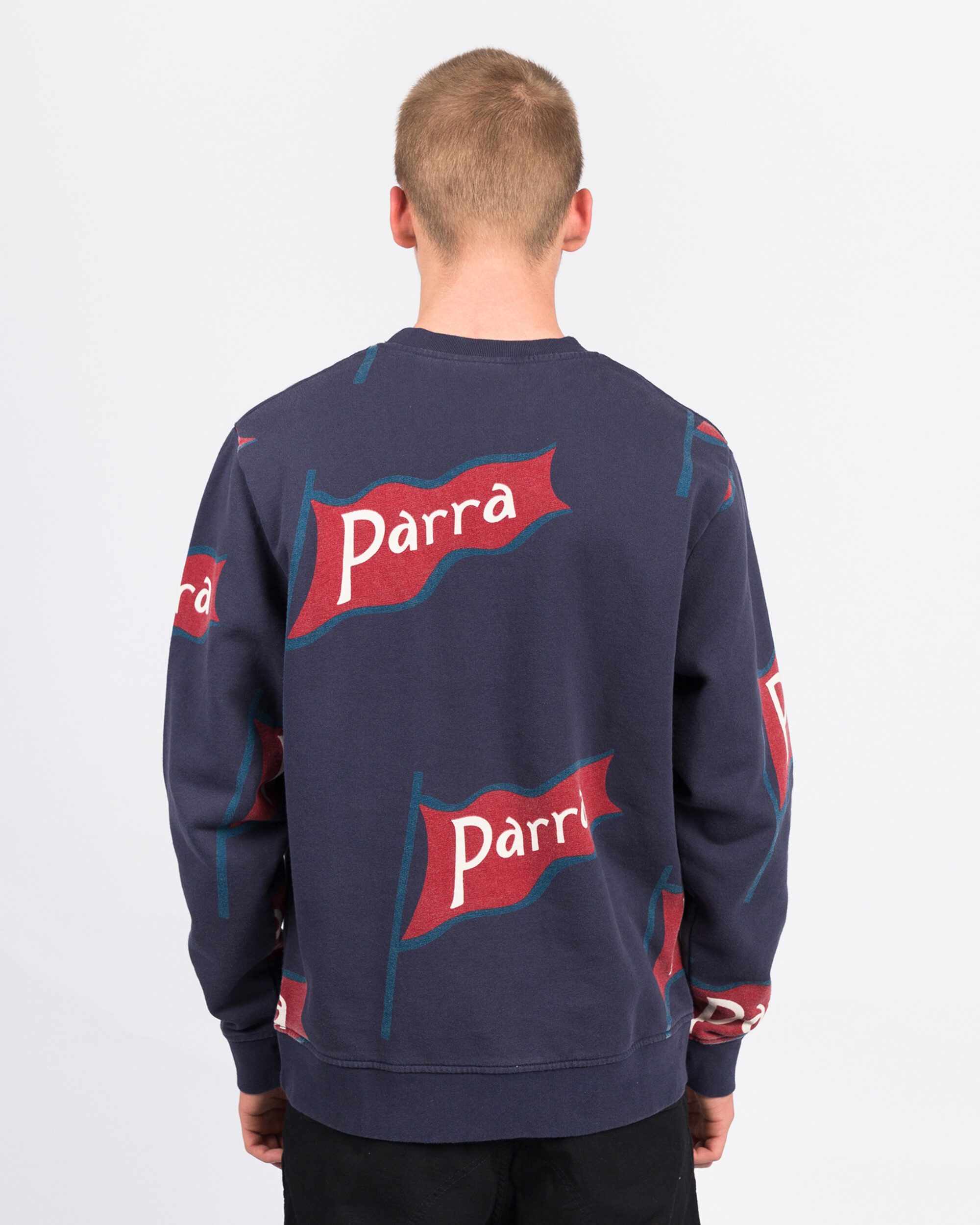 Parra flapping flag crewneck sweater navy blue