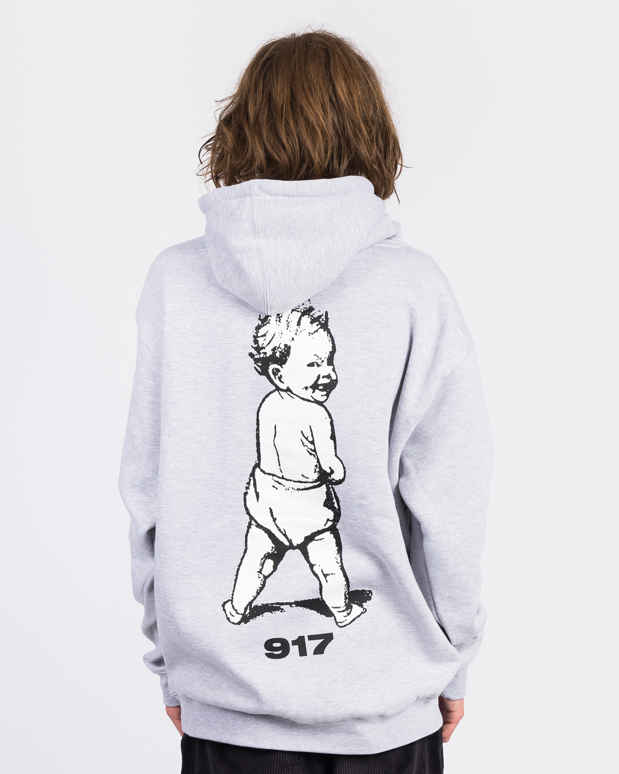 Call Me 917 Bad Baby Pullover Hood Heather Grey