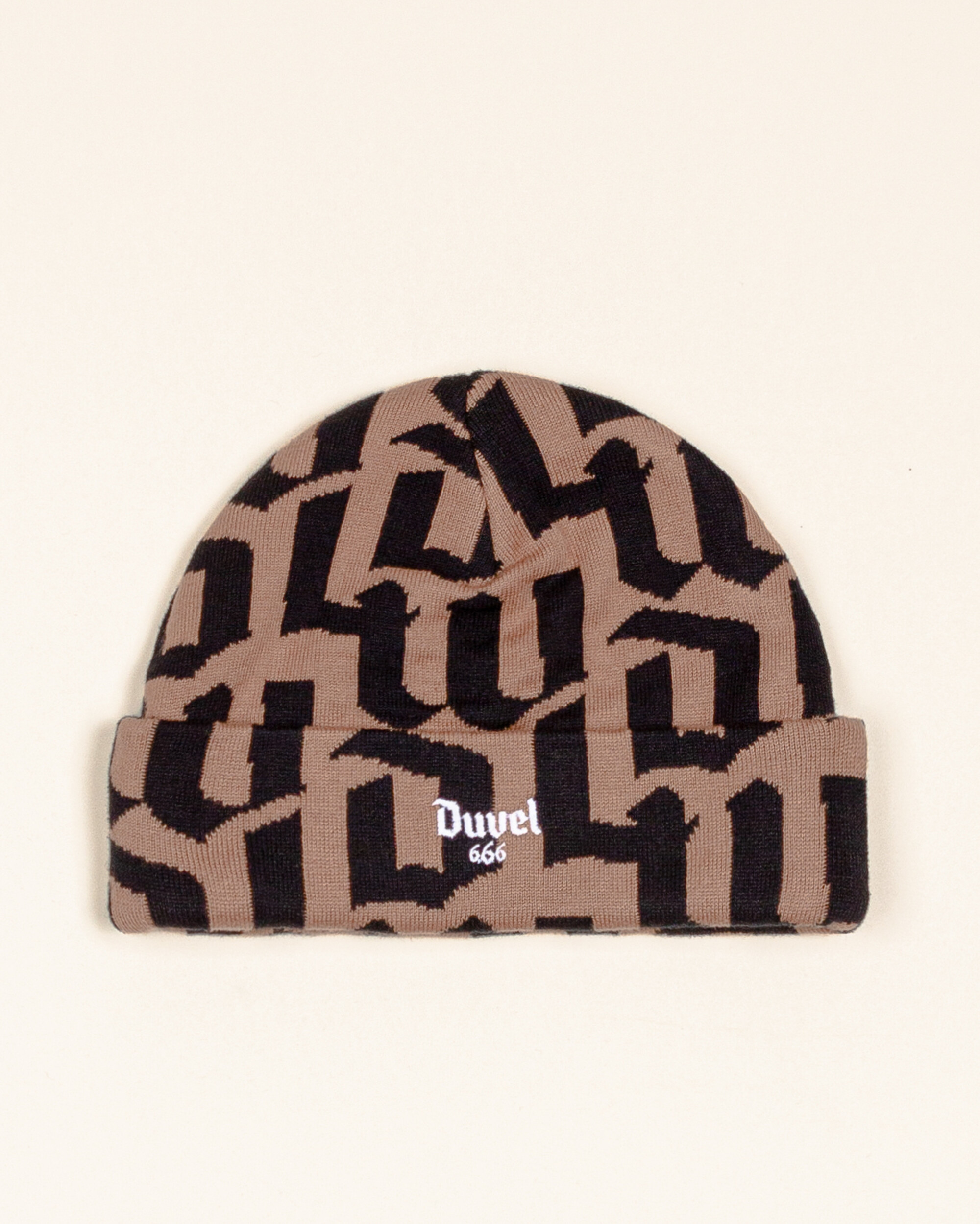 Lockwood x Duvel 666 Logo Pattern Beanie - Brown/Black