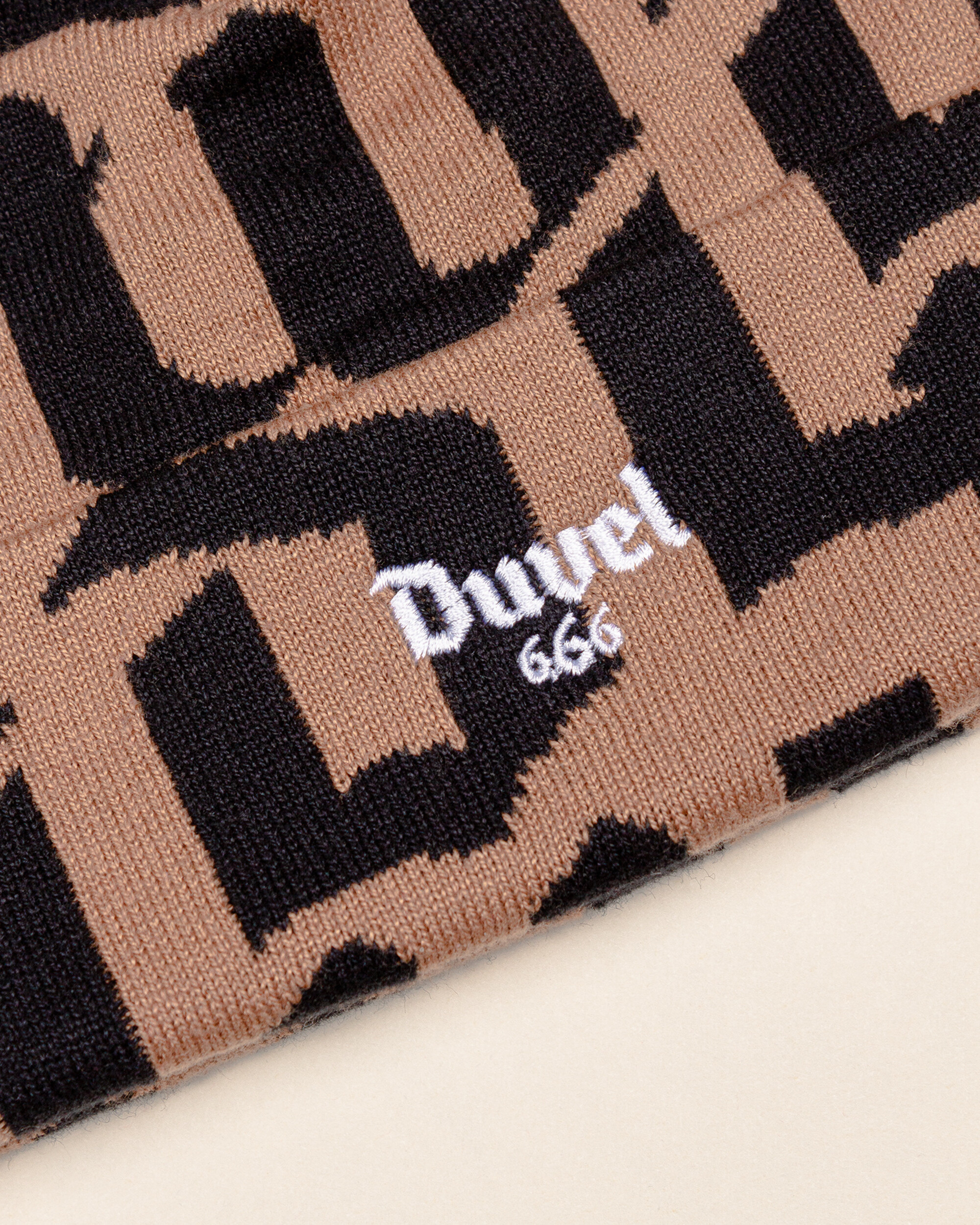 Lockwood x Duvel 666 Logo Pattern Beanie - Brown/Black