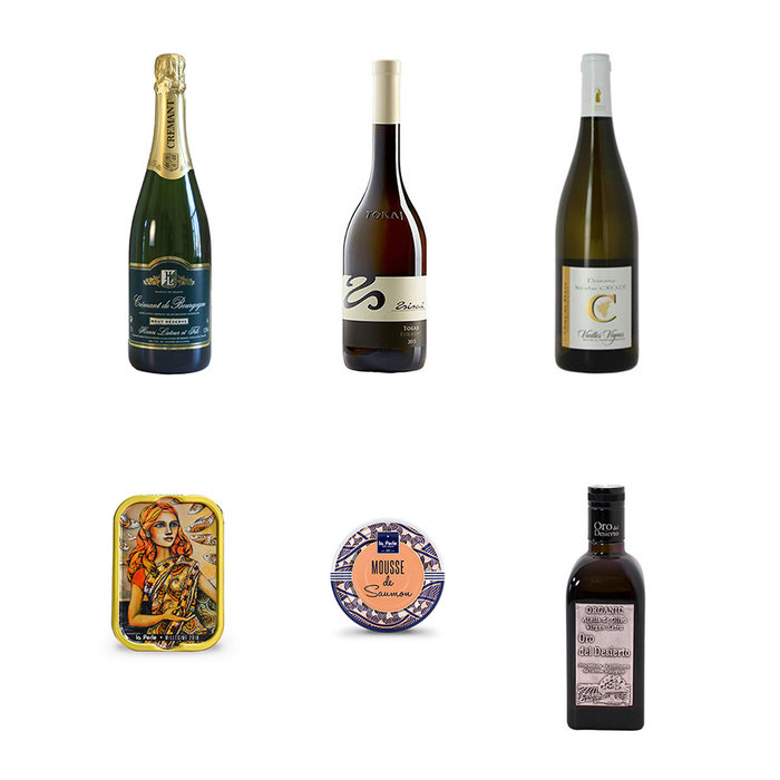 Aperitiefpakket met sardines, zalm mousse en olijfolie