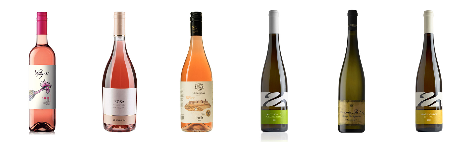Colis avec 3 rosés et 3 vins blanc