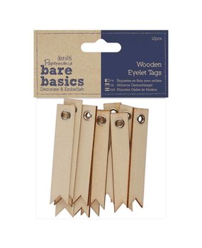 Papermania Bare Basics Wooden Eyelet Tags (12pcs) (PMA 174644) (DISCONTINUED)