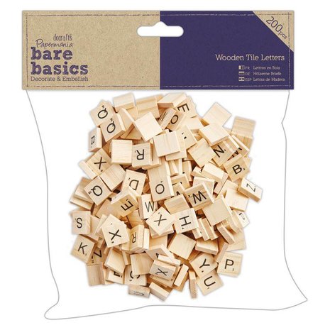 Papermania Bare Basics Wooden Tile Letters (200pcs) (PMA 174624)