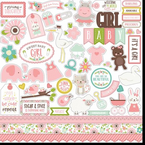 Echo Park Sweet Baby Girl 12x12 Inch Element Sticker (SBG142014) (DISCONTINUED)